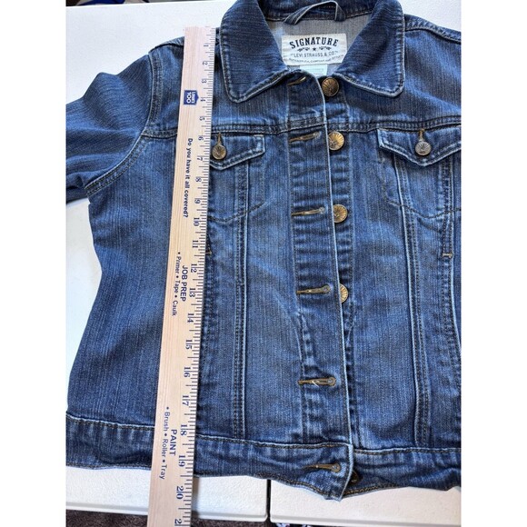 Levi's Signature Youth Girls Size Large Jean Jacket Medium/ Dark Y2K, 90's - Picture 12 of 15